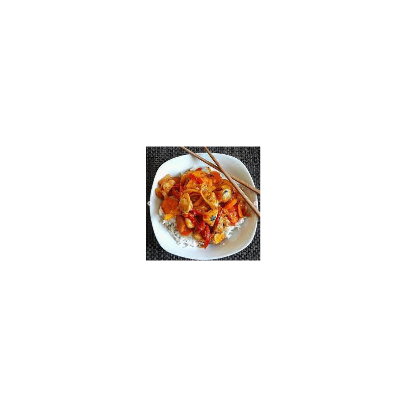 Barquette Poulet aigre doux , riz  350g