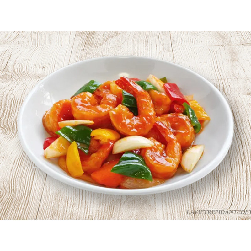 Barquette Crevette  aigre doux , riz   350g