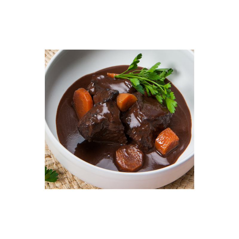 Joue de boeuf confite au vin rouge